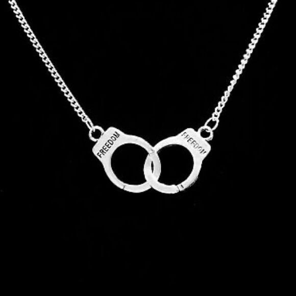 New Freedom Silver Colored Handcuff Necklace or Bracelet 20 inch - Picture 1 of 4